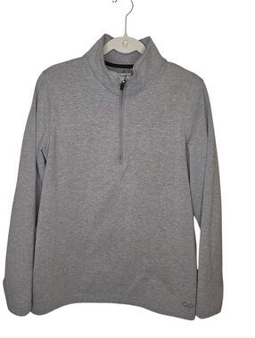 OOFOS Men's Cool Gray Down 1/4-Zip Fleece Pullover, Size Large